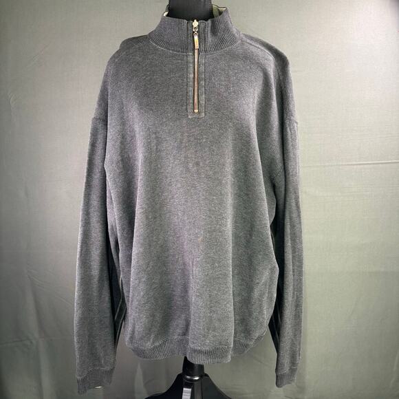 Tommy Bahama Sweater Men’s XL 1/4 Zip  Pullover Mock Neck Casual Cozy Gray - Picture 1 of 11